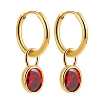 Brincos De Argola Huggie Femininos Em Aço Inoxidável Banhado a Ouro Com Zircônia Cúbica Oval