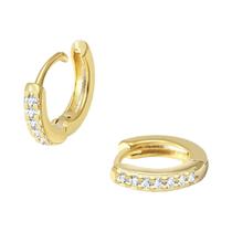 Brincos De Argola Minimalistas Femininos Em Aço Inoxidável 316L Com Cristal De Zircônia Pequenos