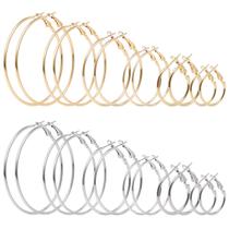 Brincos de Argola ONKAZO Banhados a Ouro 14K - Kit com 12 Pares