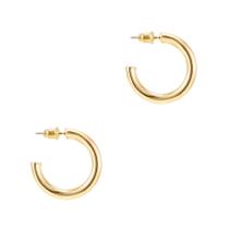 Brincos de argola PAVOI em ouro amarelo 14 quilates 30 mm para mulheres com 3,5 mm de espessura Brincos de argola PAVOI em ouro amarelo 14 quilates 30 mm para mulheres com 3,5 mm de espessura