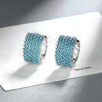Brincos de Argola Pequenos - Ouro e Prata com Turquesa Azul Brincos de Argola Pequenos - Ouro e Prata com Turquesa Azul