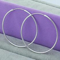 Brincos De Argola Prateados 35 50 60mm Redondos Para Mulheres, Joia De Moda Para Casamento, Noivado