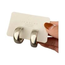 Brincos De Argola Prateados Para Mulheres E Meninas, Joias Minimalistas Redondas Em Formato De C, Brincos De Argola Prateados Para Mulheres E Meninas, Joias Minimalistas Redondas Em Formato De C,