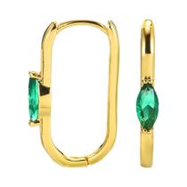 Brincos De Argola Quadrados Com Zircônia Verde Oval Para Mulheres, Joias De Luxo Em Aço Inoxidável
