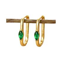 Brincos De Argola Quadrados Ovais De Zircônia Dourada Para Mulheres, Joia De Luxo Moderna Em Aço