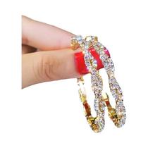 Brincos De Argola Redondos Com Cristais Brilhantes Para Mulheres, Joias De Festa E Presentes De Moda Brincos De Argola Redondos Com Cristais Brilhantes Para Mulheres, Joias De Festa E Presentes De Moda