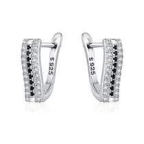 Brincos de Argola Redondos de Prata Preta - Joias de Moda para Mulheres Brincos de Argola Redondos de Prata Preta - Joias de Moda para Mulheres
