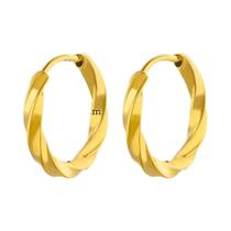 Brincos De Argola Redondos Texturizados Em Aço Inoxidável Dourado Para Mulheres, Joias Estéticas Brincos De Argola Redondos Texturizados Em Aço Inoxidável Dourado Para Mulheres, Joias Estéticas