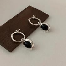 Brincos De Argola Redondos Vintage Em Prata Esterlina 925 Com Detalhes Em Ouro E Bola Preta Para Brincos De Argola Redondos Vintage Em Prata Esterlina 925 Com Detalhes Em Ouro E Bola Preta Para