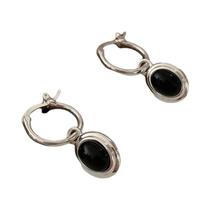 Brincos De Argola Redondos Vintage Em Prata Esterlina 925 Com Ouro, Joias Com Bola Preta, Presente