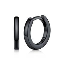 Brincos de argola Silvora Brinco de argola preto pequeno de 8 mm para mulheres