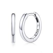 Brincos de argola Silvora Simple em prata maciça de 10 mm para mulheres