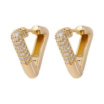 Brincos De Argola Triangulares De Zircônia De Luxo Para Mulheres, Joias De Tendência Para Casamento Brincos De Argola Triangulares De Zircônia De Luxo Para Mulheres, Joias De Tendência Para Casamento