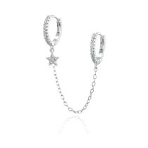 Brincos De Argola Vintage Femininos Em Aço Inoxidável Com Cristal Em Forma De Estrela, Joias De Moda