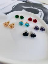 Brincos de base cristal de vidro colorido modelo oval