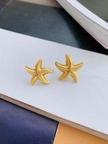 Brincos de base folheado a ouro estrela do mar delicada trabalhada Brincos de base folheado a ouro estrela do mar delicada trabalhada