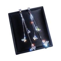 Brincos De Borboleta Com Franjas De Strass Prateados, Joias De Festa Com Pingente De Cristal, Moda
