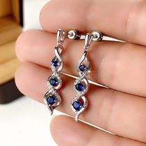 Brincos De Casamento Femininos Com Zircônia Cúbica Azul, Joias Elegantes Com Design Torcido Brincos De Casamento Femininos Com Zircônia Cúbica Azul, Joias Elegantes Com Design Torcido