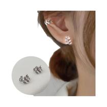 Brincos De Clip Em Cristal De Zircônia Em Forma De Folha Para Mulheres, Não Perfurantes, Joia