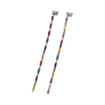 Brincos De Cristal Colorido CZ Para Mulheres, Brincos De Zircônia Cúbica Com Franjas, Presente De