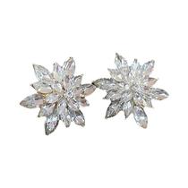 Brincos De Cristal Com Pedras De Strass Em Forma De Flor Para Mulheres, Joias De Moda Para Jantar,