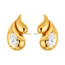 Brincos De Cristal Em Forma De Gota Dupla Dourados Para Mulheres, Joias Vintage De Destaque, Brincos De Cristal Em Forma De Gota Dupla Dourados Para Mulheres, Joias Vintage De Destaque,