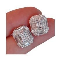 Brincos De Cristal Geométrico De Zircônia Cúbica Luxuosos Para Noivas, Joias De Moda