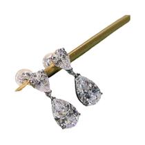 Brincos De Cristal Prata Com Zircônia Para Mulheres, Joias Elegantes Para Casamento, Huitan Em Forma