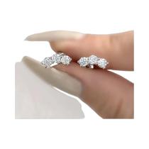 Brincos De Diamante Moissanite De 3mm Para Mulheres Em Prata Esterlina 925 Com Ouro Branco 18K,