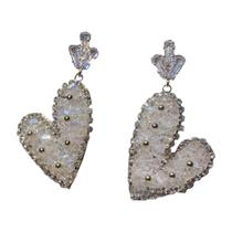 Brincos de diamante oco amor Stud temperamento incrustado strass pêssego coração brincos