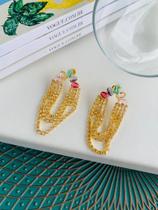 Brincos de festa cravejado de Zircônia e Strass a Ouro e Prata Brincos de festa cravejado de Zircônia e Strass a Ouro e Prata