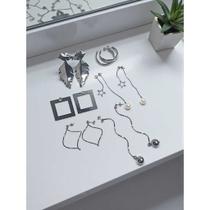 Brincos de Festa Grafite Kit 6 Pares Modelos Variados