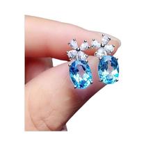 Brincos De Flor Com Pedra Azul Céu Para Mulheres E Meninas, Acessórios De Orelha Exquisitos Para Uso