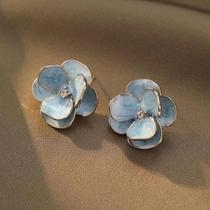 Brincos De Flor Esmaltados Azul E Rosa, Joias Da Moda Para Mulheres, Presentes Para Festas De