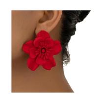 Brincos De Flor Grande Vermelha Para Mulheres, Metal, Estilo Boêmio, Para Casamentos E Férias De Brincos De Flor Grande Vermelha Para Mulheres, Metal, Estilo Boêmio, Para Casamentos E Férias De