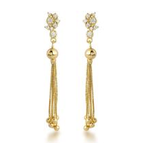 Brincos de Franjas Banhados a Ouro 18k - Estilo Boho Luxuoso com Cristais