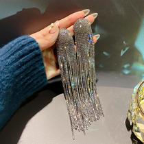 Brincos De Franjas Com Strass Oversize Para Mulheres, Joias De Casamento Em Cristal, Presente Brincos De Franjas Com Strass Oversize Para Mulheres, Joias De Casamento Em Cristal, Presente