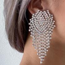 Brincos de Gota com Borla de Strass Geométricos - Luxo para Festa e Casamento Brincos de Gota com Borla de Strass Geométricos - Luxo para Festa e Casamento