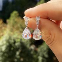 Brincos De Gota Com Zircônia Cúbica AAA Branca E Roxa Para Mulheres, Joias De Casamento