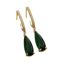 Brincos De Gota Em CZ Verde Pêra Para Mulheres, Joias Luxuosas E Elegantes Para Escritório