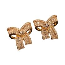 Brincos De Laço De Zircônia Femininos Fofos E Delicados, Joias Coreanas Da Moda Para Noivado E Brincos De Laço De Zircônia Femininos Fofos E Delicados, Joias Coreanas Da Moda Para Noivado E