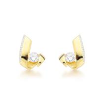 Brincos de Luxo com Pedra Central e Zircônias - Banhados a Ouro 18k
