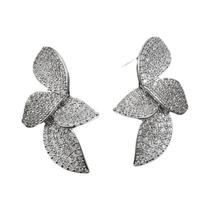 Brincos De Luxo Femininos Com Folhas Brilhantes, Joias De Casamento Simétricas Com Zircônias Brincos De Luxo Femininos Com Folhas Brilhantes, Joias De Casamento Simétricas Com Zircônias