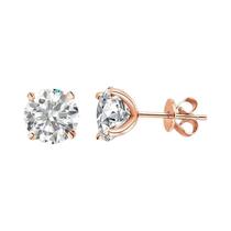 Brincos De Moissanite Em Ouro Rosé 0.2-3CT Para Mulheres, Brincos Clássicos De Casamento Em Prata