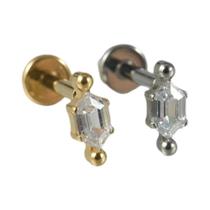 Brincos de Orelha Quadrados com Zircônia - Titânio Puro 1,2x8mm