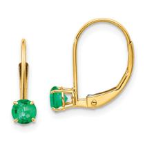 Brincos de Ouro 14k com Pingente Redondo de 4mm - Estilo May/Emerald