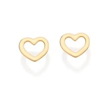 Brincos de ouro 18k ou prata 925 femininos coração pequenos segundo furo rommanel vazado 526929 326929