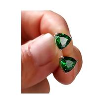 Brincos De Ouro Com Zircônia Cúbica Para Mulheres, Joia De Luxo Verde Eternity Para Casamento E