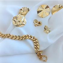 Brincos de Ouro Folheados 1 milessimo de ouro Martelados Moda Inverno Brincos de Ouro Folheados 1 milessimo de ouro Martelados Moda Inverno