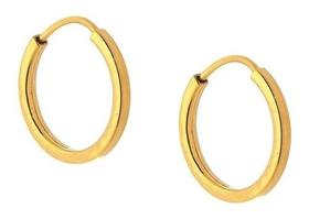 Brincos De Ouro Infantil Argola Quadrada Em Ouro 18k 750 10mm